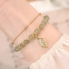 Laden Sie das Bild in den Galerie-Viewer, Doppelschichtiges Hetian-Jade-Armband mit Blättern