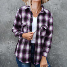 Laden Sie das Bild in den Galerie-Viewer, Lockeres kariertes Hemd mit Revers