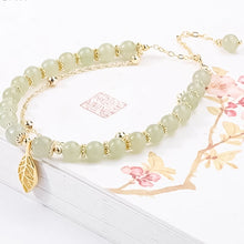 Laden Sie das Bild in den Galerie-Viewer, Doppelschichtiges Hetian-Jade-Armband mit Blättern