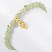 Laden Sie das Bild in den Galerie-Viewer, Doppelschichtiges Hetian-Jade-Armband mit Blättern