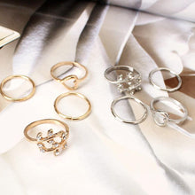 Laden Sie das Bild in den Galerie-Viewer, 4/Set Fingergelenk-Ringe ,Liebe und Blätter,Diamant