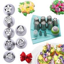 Laden Sie das Bild in den Galerie-Viewer, Spritztüllen Set aus Edelstahl (13 teilig) für Cupcakes & Kuchen Dekoraktion