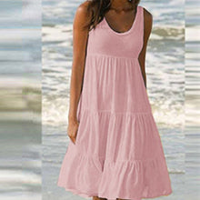 Laden Sie das Bild in den Galerie-Viewer, Damen Ärmelloses Strandkleid mit Rundhalsausschnitt