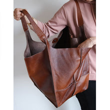 Laden Sie das Bild in den Galerie-Viewer, Frauen Übergröße Leder Handtaschen