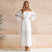 Laden Sie das Bild in den Galerie-Viewer, Tüll aus Schulter gefrilled Ferienkleid