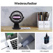 Laden Sie das Bild in den Galerie-Viewer, 360 ° Tragbarer & Wiederaufladbarer Lithium-Ionen-Lüfter