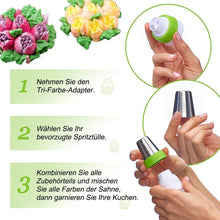 Laden Sie das Bild in den Galerie-Viewer, Spritztüllen Set aus Edelstahl (13 teilig) für Cupcakes & Kuchen Dekoraktion