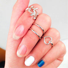 Laden Sie das Bild in den Galerie-Viewer, 4/Set Fingergelenk-Ringe ,Liebe und Blätter,Diamant