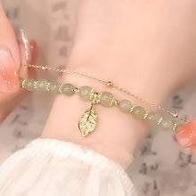 Laden Sie das Bild in den Galerie-Viewer, Doppelschichtiges Hetian-Jade-Armband mit Blättern
