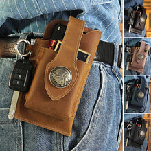 Laden Sie das Bild in den Galerie-Viewer, Multifunktionale Handytasche aus Leder