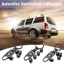 Laden Sie das Bild in den Galerie-Viewer, Universal Stahl (4 Stück) Autoreifen Ventilschaft Luftkappen Abdeckung + (1 Stück) Schlüsselbund
