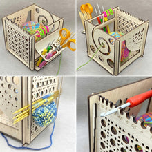 Laden Sie das Bild in den Galerie-Viewer, All-in-One-Garnschale aus Holz – multifunktionales Strickwerkzeug
