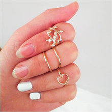 Laden Sie das Bild in den Galerie-Viewer, 4/Set Fingergelenk-Ringe ，Liebe und Blätter，Diamant
